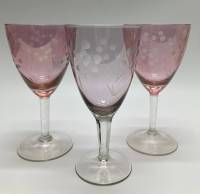 Бокалы, цветное стекло с лазерной резкой, 3 шт