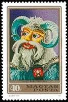 (1973-004) Марка Венгрия "Маска 1"    Праздник масок Бушояраш в Мохаче I Θ