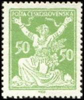 (1922-82) Марка Чехословакия "Разорванная цепь (Зеленая)"    Республика (Стандартный выпуск) II Θ