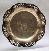 Блюдо металл антикварное ажурные края диаметр 30 см