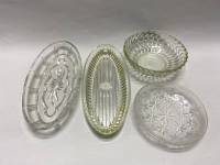 Селедочница 2 шт, салатник и блюдце, хрусталь, стекло