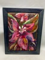 Панно на ткани объемное в раме цветок 38*48 см
