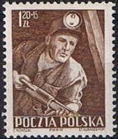 (1952-064) Марка Польша "Шахтер (Коричневая)"   День шахтера III O