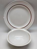 Блюдо круглое и салатник ЗИК Конаково белое с золотым кантом