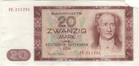1964 Банкнота Германия ГДР 20 марок Иоганн Вольфганг фон Гёте   F
