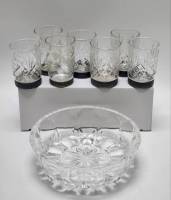 Салатник и 7 стопок хрусталь металл СССР