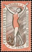 (1960-82) Марка Чехословакия "Гимнастка"   2-ая Общенациональная Спартакиада (1) II Θ