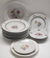 Тарелки 20 шт Пролетарий ЗиК советские заводы фарфор СССР сервиз столовый мейсенский букет винтаж