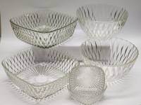 Салатники cтекло СССР 6 штук большие квадратные круглые глубокие и маленькие парные