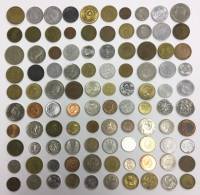 Набор иностранных монет, разные страны, года, номиналы, 100 шт. (сост. на фото)