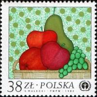 (1983-008) Марка Польша "Фрукты"    Охрана природы II Θ