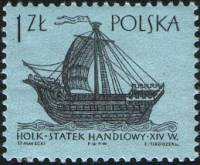 (1963-020) Марка Польша "Судно Халк"   Парусные суда I Θ