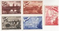 1947-055-59 Серия Набор марок 5 шт СССР  Канал Москва-Волга 10 лет III O