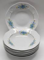 Тарелки суповые 8 шт Капчагайский фарфор Казахская ССР 1970-е винтаж