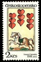 (1984-032) Марка Чехословакия "9 червей"    Игральные карты III Θ
