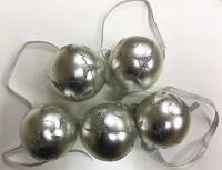 Набор ёлочных игрушек "Шары серебряные", стекло, СССР, 5 штук (сост. на фото)