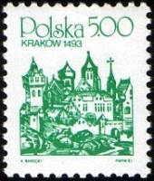 (1981-028) Марка Польша "Краков"    Стандартный выпуск. Городские достопримечательности III Θ