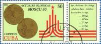 (1980-070) Марка + купон Куба "Золотые медали"    Медали Кубы на ОИ 80 в Москве III Θ