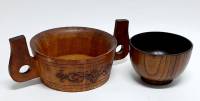 Ладья с ручками крынка миска и пиала дерево 2 предмета