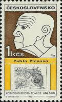 (1968-077) Марка Чехословакия "П. Пикассо"    Деятели мировой культуры в карикатурах III Θ