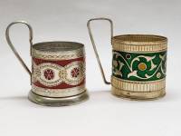 Подстаканники металл эмаль 2 штуки СССР