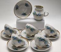 Чайный сервиз Дулево Незабудки 12 предметов чашки  блюдца молочник