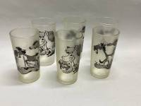 Набор стаканов 6 шт, матовое стекло деколь, рисунок лошади