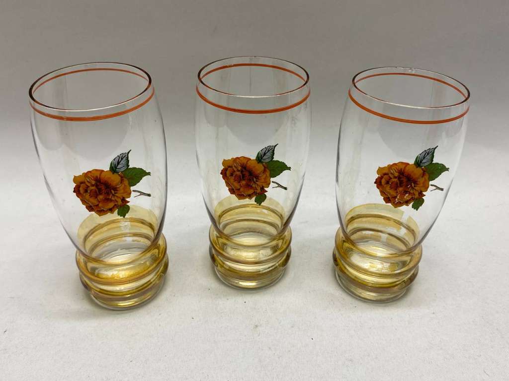 Стаканы бокалы цветное стекло 3 шт