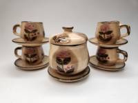 Кофейные пары 4 шт и Сахарница Молочник сервиз на 4 персоны керамика 
