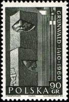 (1960-028) Марка Польша "Деталь памятника"   550-летие битвы при Танненберге (Грюнвальде) III O