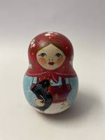 Матрешка неваляшка девочка с курочкой ручная роспись