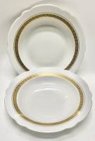 Тарелки суповые ЛФЗ позолота 2 шт скол см фото 