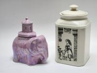 Чайница Слон сиреневый перламутр и Банка для чая керамика