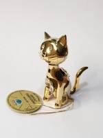 Сувенир Кот 7,5х6х3,5 см  металл покрытие золото 24 к. кристаллы Сваровски США  новый