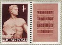 (1958-047) Марка + купон Венгрия "Человек с книгой"    Молодежный Фестиваль II Θ