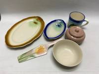 Селедочница 2 шт,салатник, чашка, сахарница и лопатка, керамика