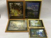 Картина интерьерная пейзаж металлографика 21*26 см 3 шт и 20*15 см 2 шт