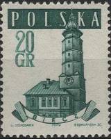 (1958-002.1) Марка Польша "Беч (перф. греб. 12½:12¾)"   Старые ратуши (Стандартный выпуск) III Θ