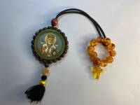 Брелок в авто четки с крестиком и икона подвесная двусторонняя