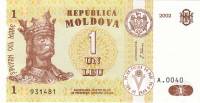 2002 Банкнота Молдова 2002 год 1 лей Стефан III Великий   UNC