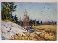 Картина Тулаев В. Н. 1979 г. Река Пейзаж масло картон 35х25 см