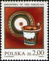 (1981-015) Марка Польша "Чашка с блюдцем (1820)"    Польская керамика II Θ