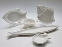 Блюдо Селедочница Соусник Икорница в форме рыбы ракушки белые керамика Home Club (5 предметов)