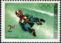 (1968-006) Марка Польша "Санный спорт"   Зимние ОИ 1968, Гренобль I Θ