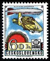 (1977-043) Марка Чехословакия "Цеппелин"    Международная выставка марок Прага. История авиации III 
