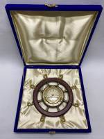 Часы настольные настенные штурвал кварцевые дерево, металл в подарочном кейсе