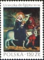 (1974-056) Марка Польша "Бегство в Египет"    Польское искусство I Θ