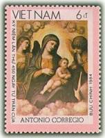 (1984-123) Марка Вьетнам "Мадонна и ангелы"    450 лет со дня смерти Антонио Корреджо III Θ