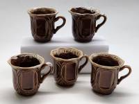 Кофейные чашки 5 шт обливная керамика высота 7 см