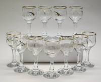 Рюмки 11 штук СССР винтаж стекло позолота напыление высота 11 см